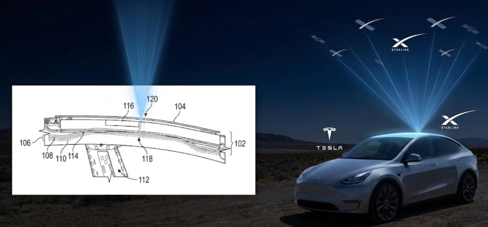 Tesla files patent to integrate Starlink satellite antennas inside its cars