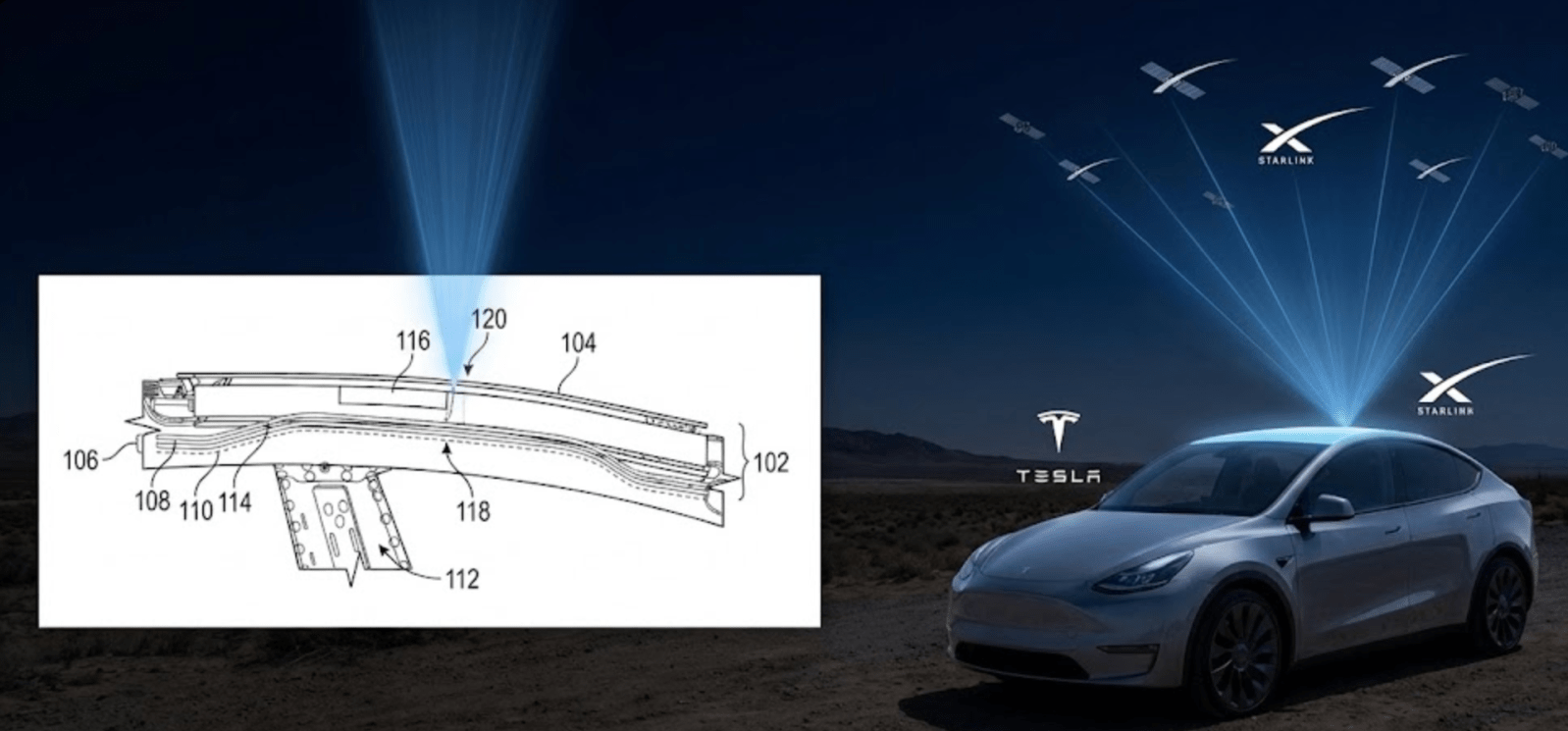 Tesla files patent to integrate Starlink satellite antennas inside its cars